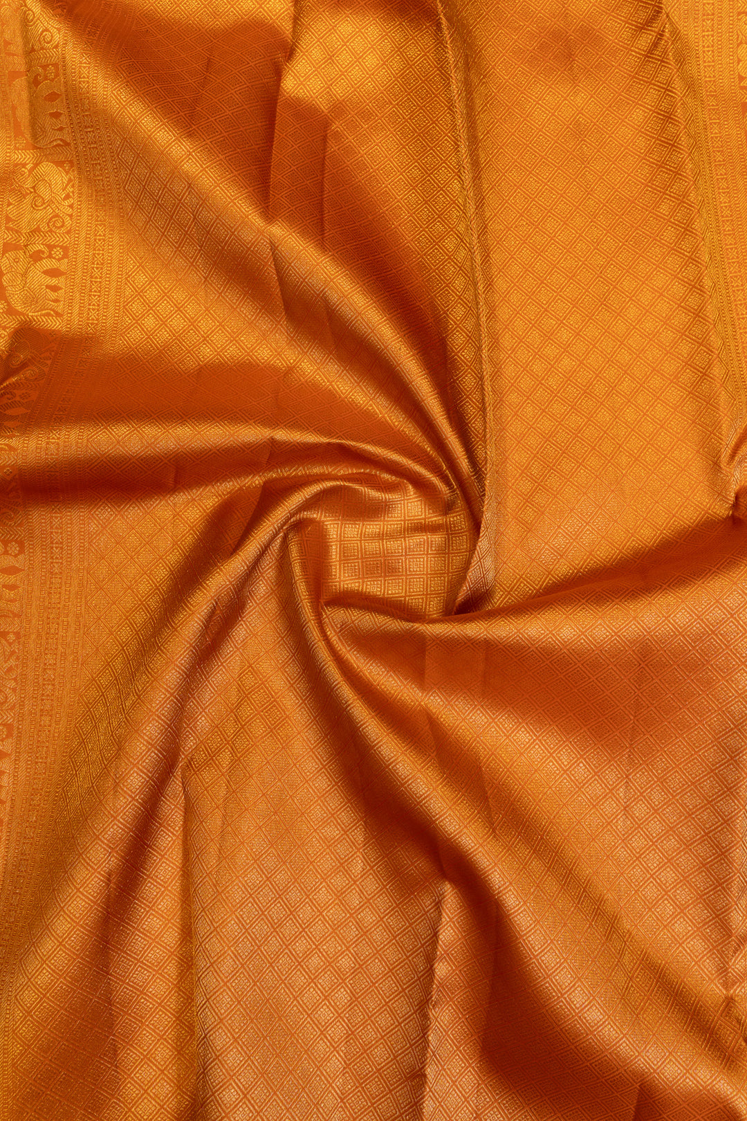 Rust orange Muthu zari brocade pure Kanchipuram silk saree