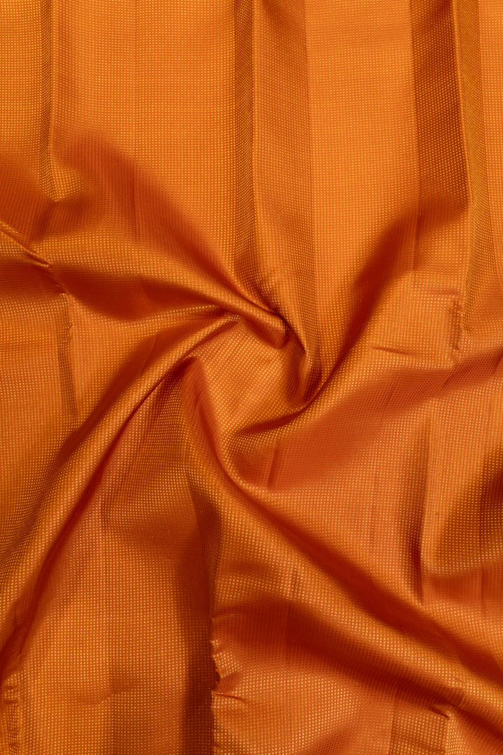 Rust orange Muthu zari brocade pure Kanchipuram silk saree