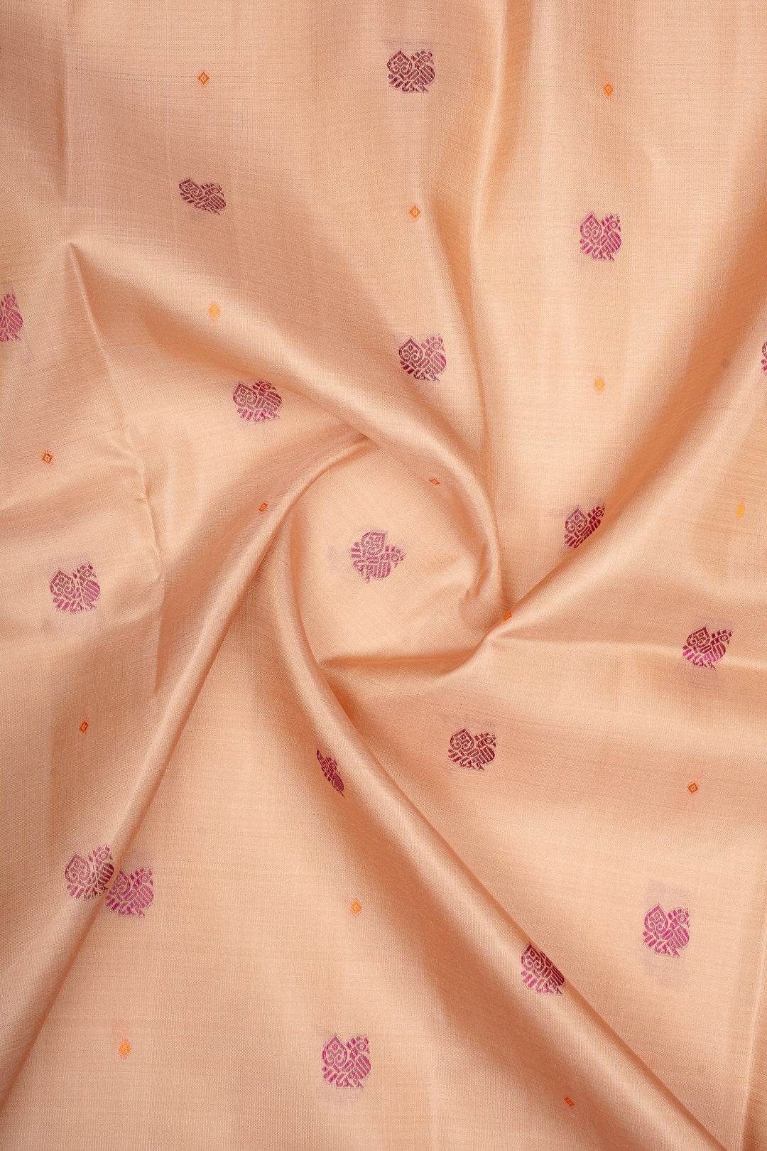 Peach &amp; Purple Varisaipettu Pure Kanchipuram Silk Saree
