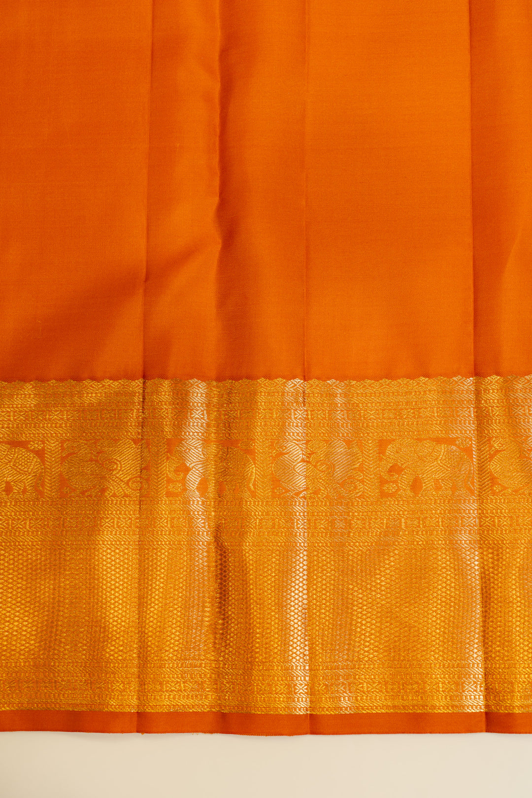 Rust orange Muthu zari brocade pure Kanchipuram silk saree
