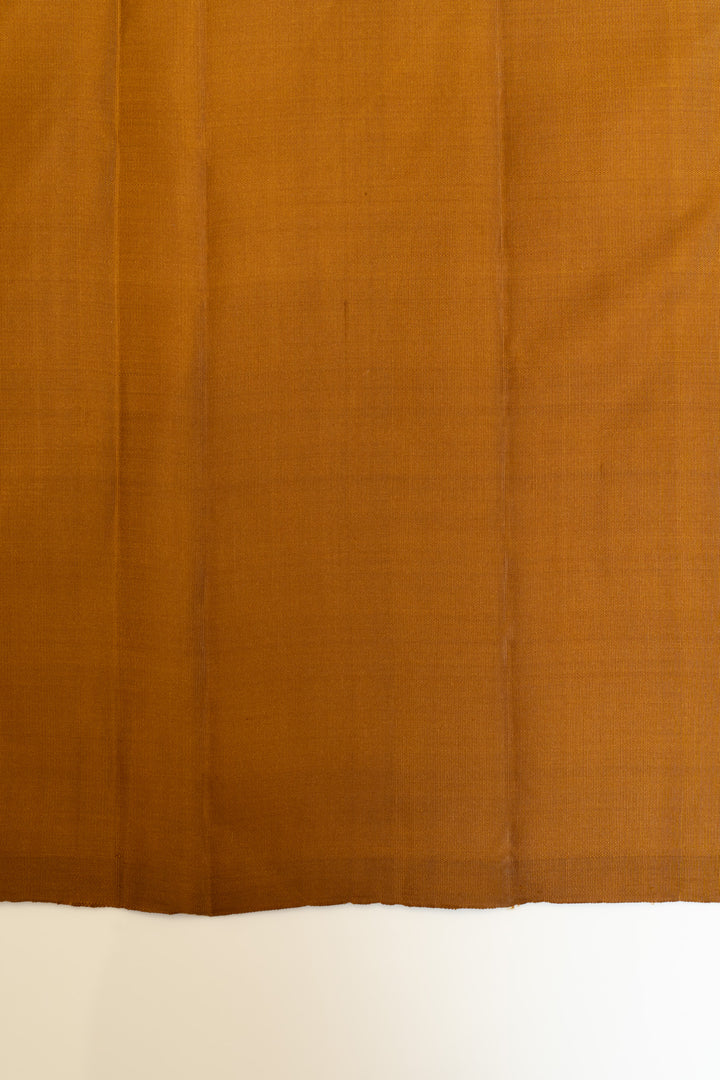 Khaki temple brocade pure Kanchipuram silk saree