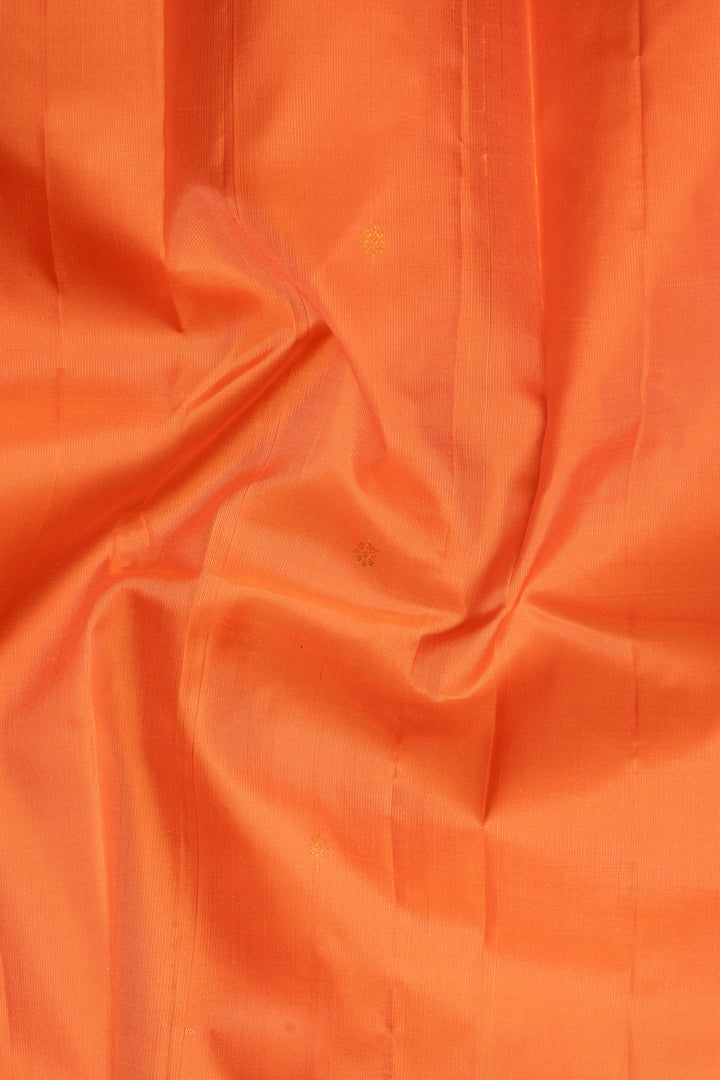 Orange and Green Traditional Pure Kanchipuram Silk Saree - Clio Silks