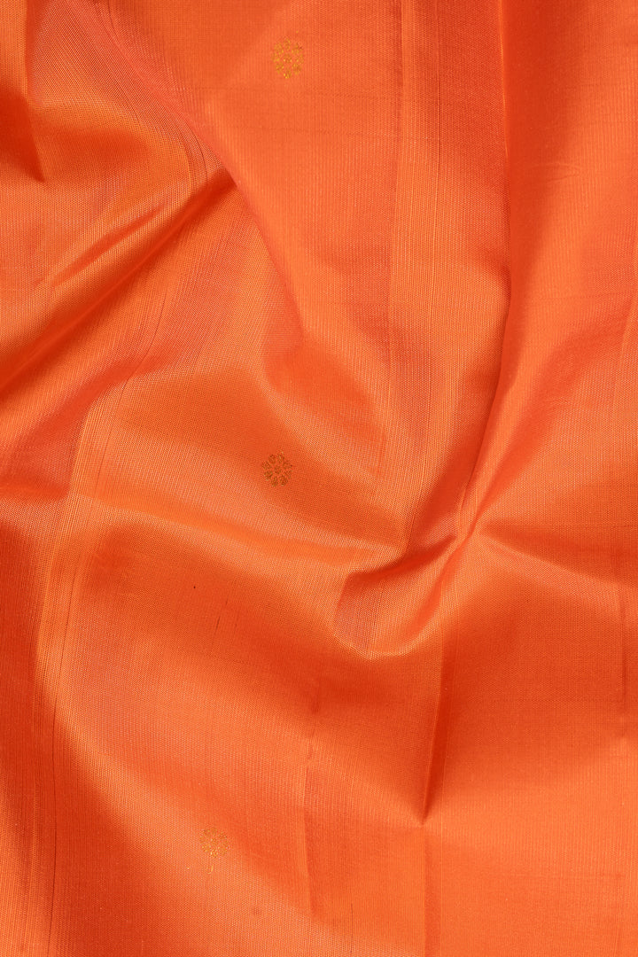 Orange and Green Traditional Pure Kanchipuram Silk Saree - Clio Silks