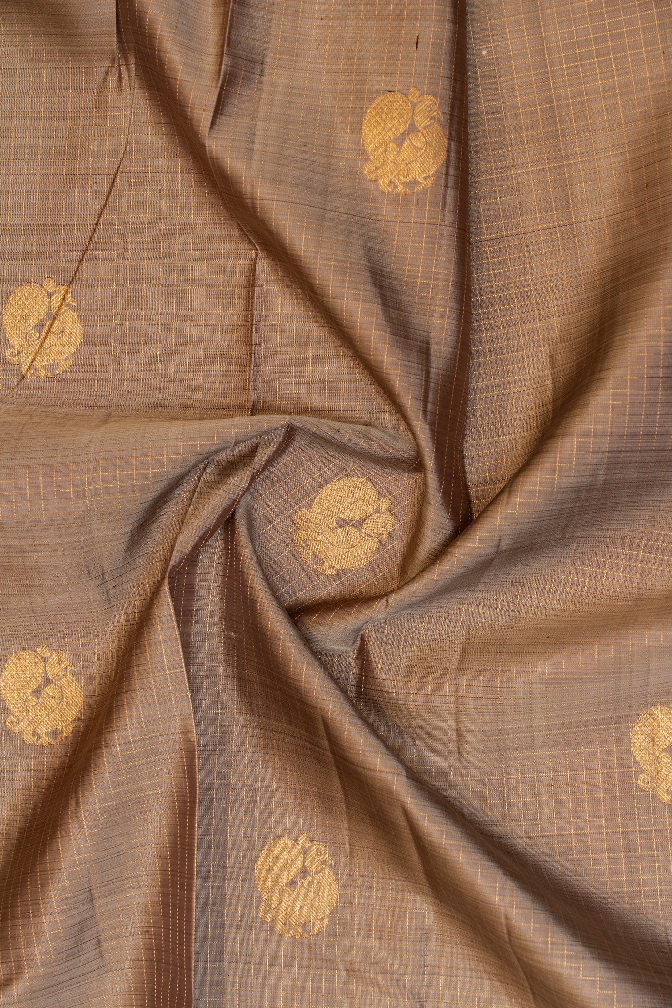 Grey and coffee Brown pure Kanchipuram silk saree