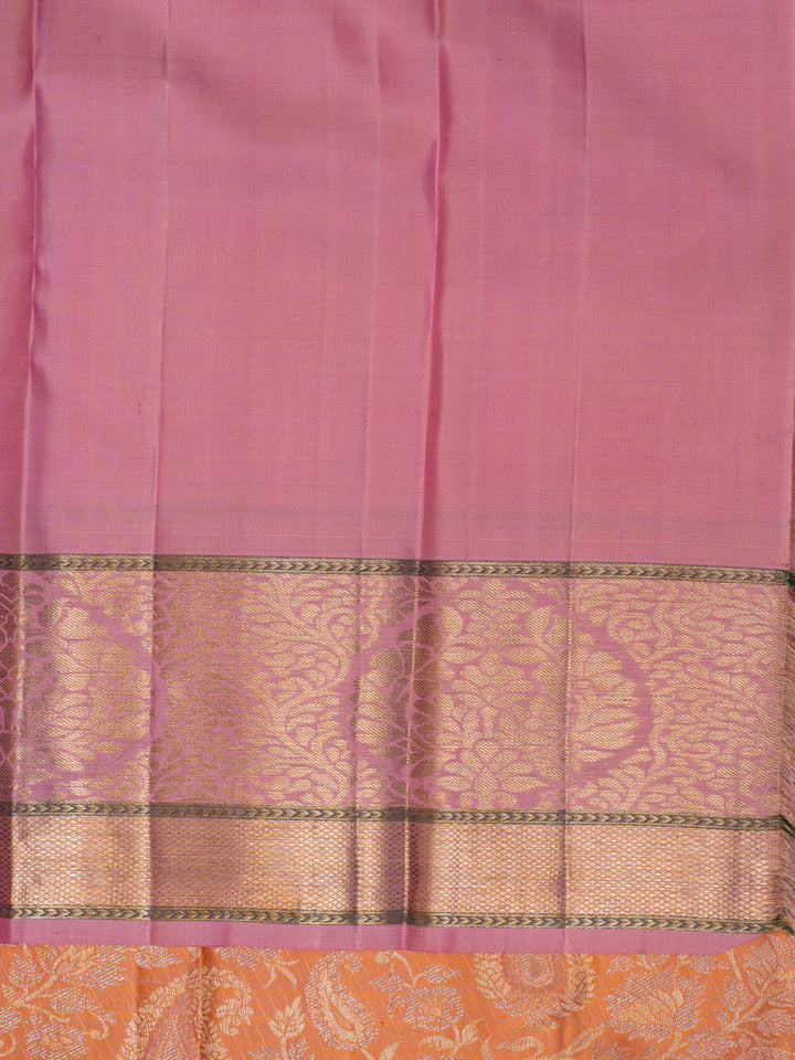 Peach Half & Half Brocade Pure Kanchipuram Silk Saree - Clio Silks