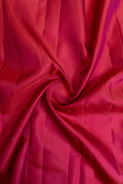 Magenta thread checks traditional pure Kanchipuram silk saree