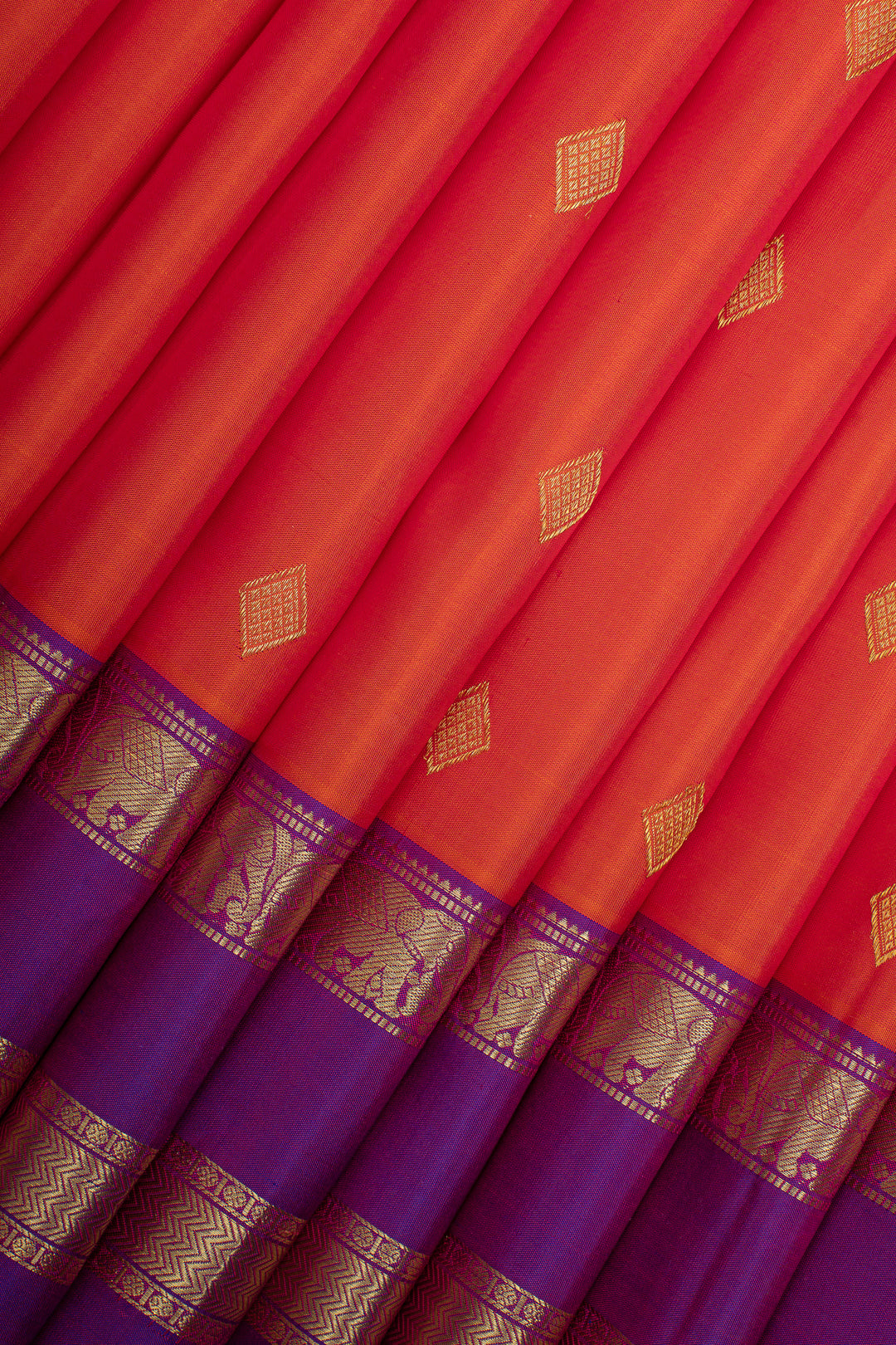 Rust Orange Traditional Pure Kanchipuram Silk Saree