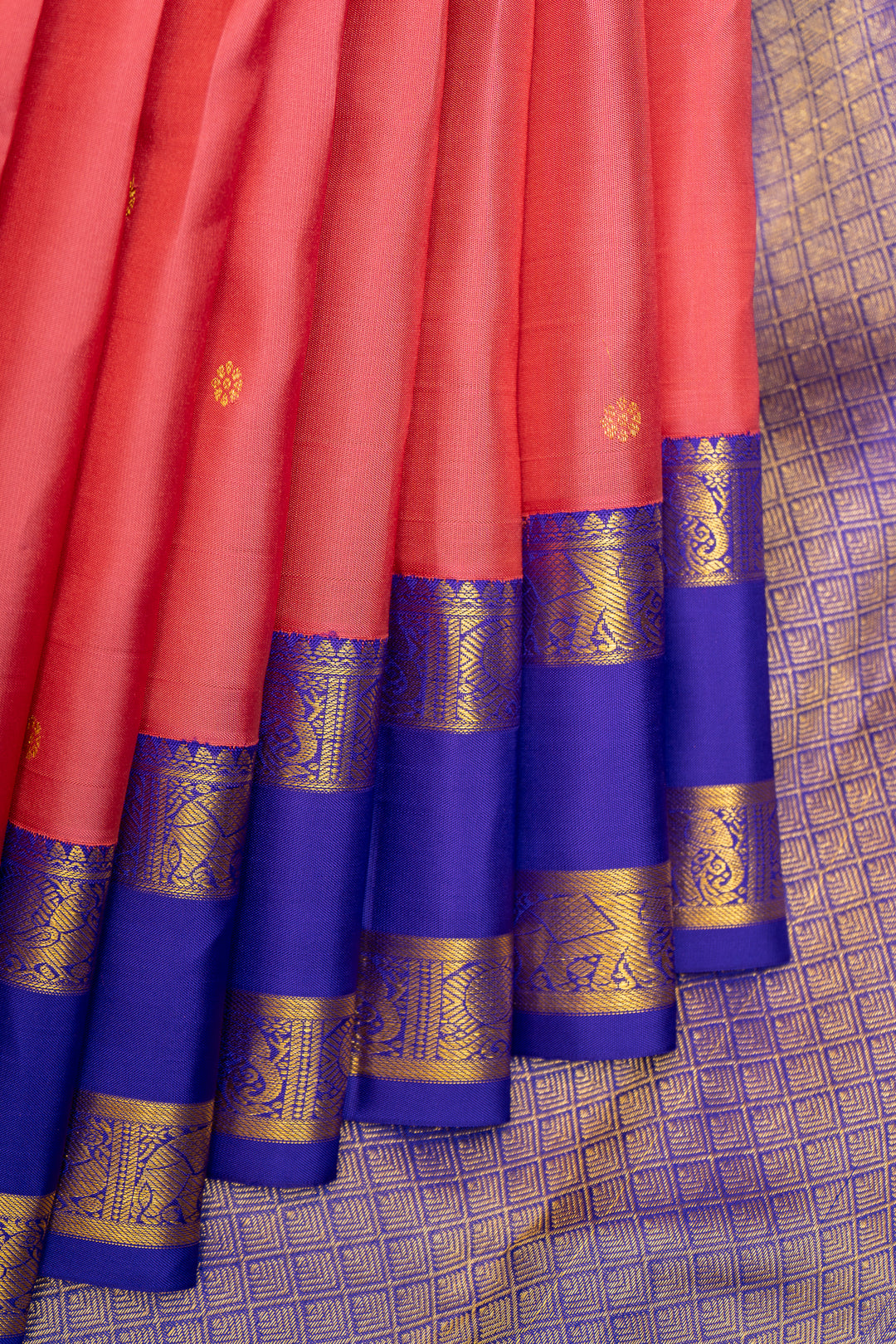 Rose Pink and Purple Pure Kanchipuram Silk Saree - Clio Silks