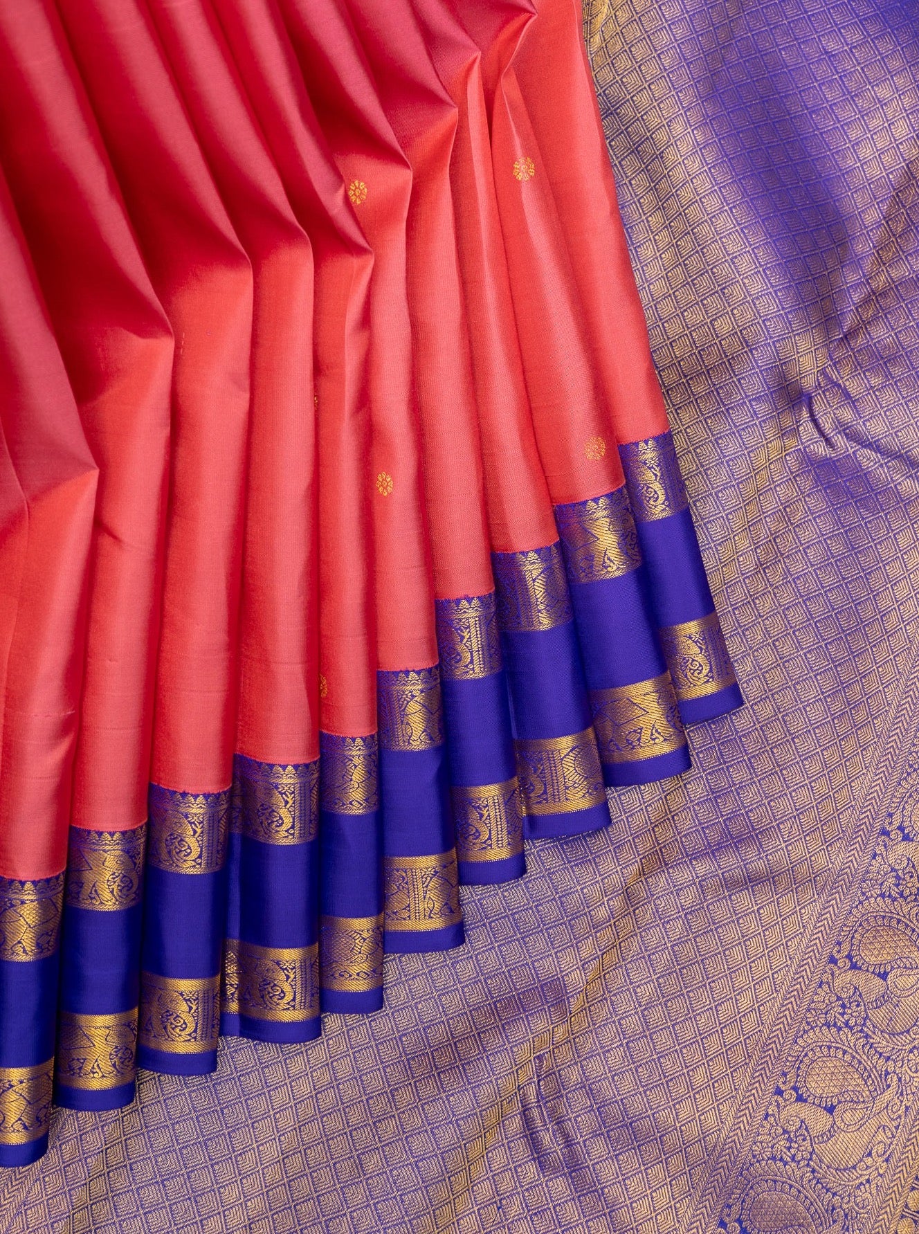 Rose Pink and Purple Pure Kanchipuram Silk Saree - Clio Silks