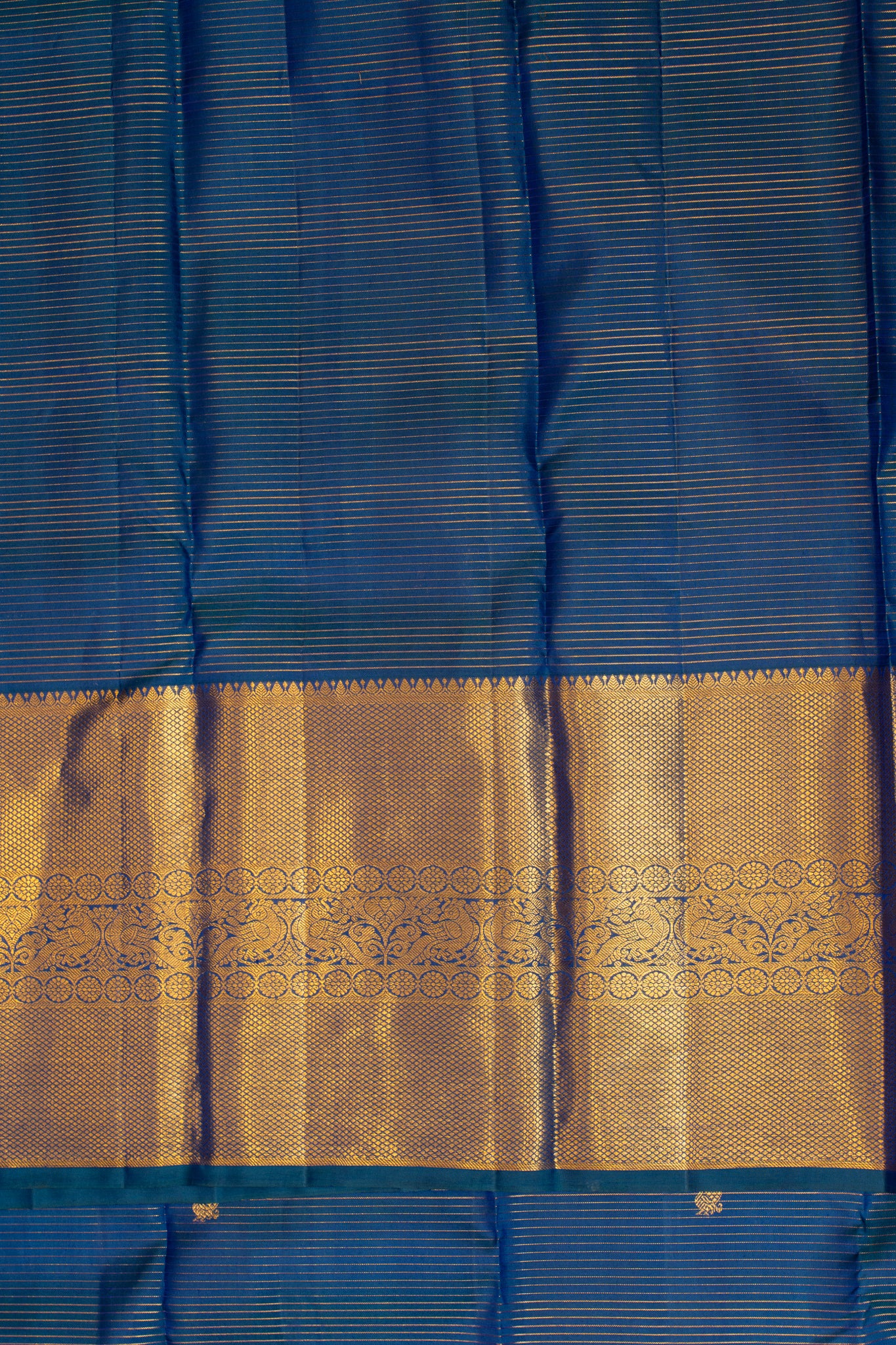 Peacock blue mayil motifs pure Kanchipuram silk saree