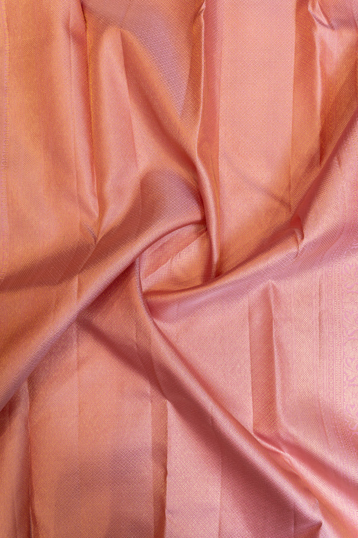 Blush pink floral brocade pure Kanchipuram silk saree