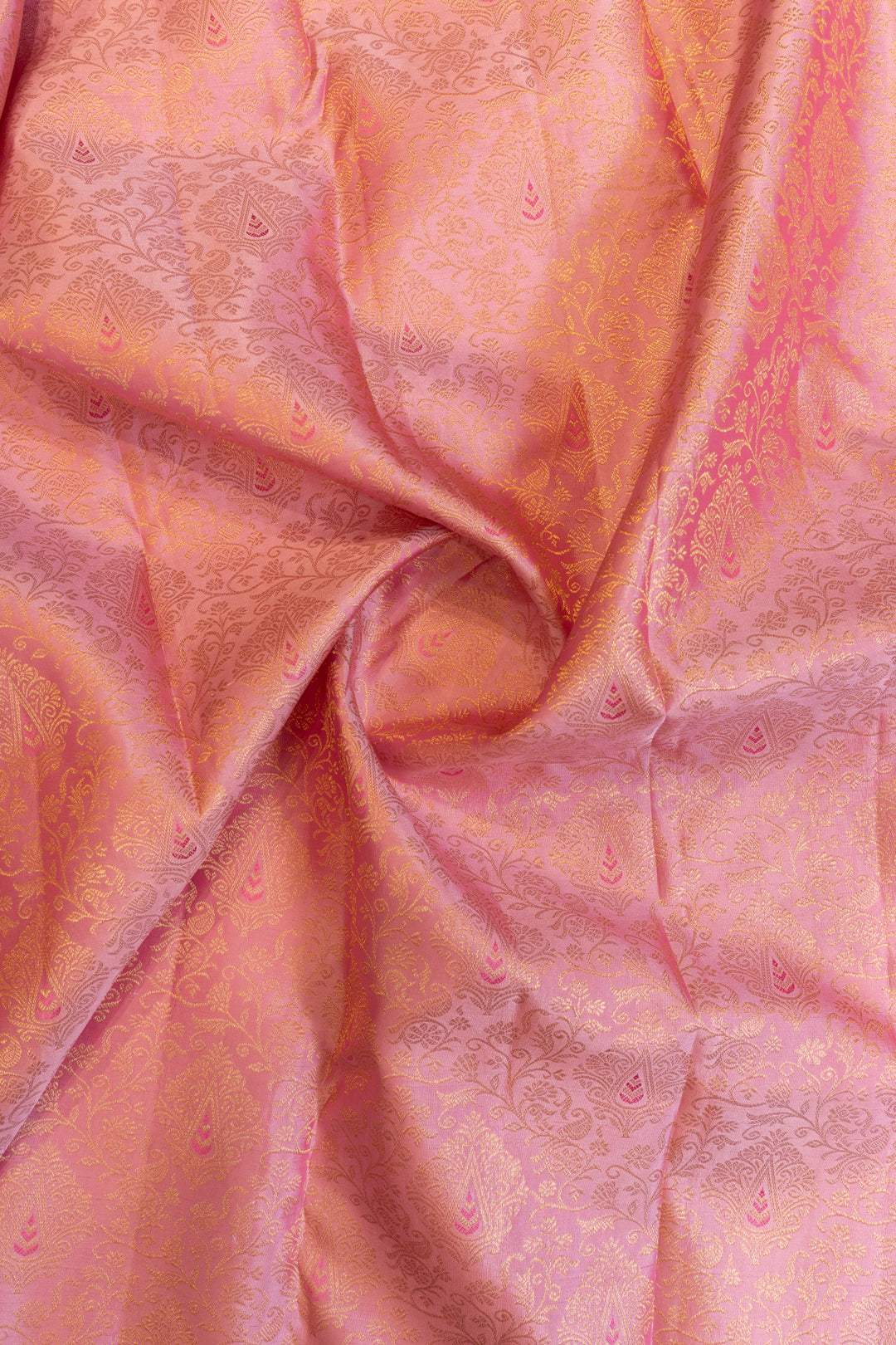 Blush pink floral brocade pure Kanchipuram silk saree