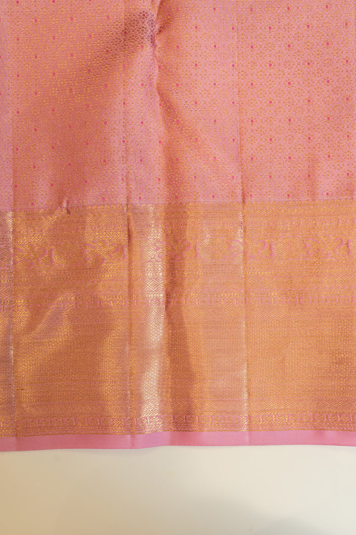 Blush pink floral brocade pure Kanchipuram silk saree