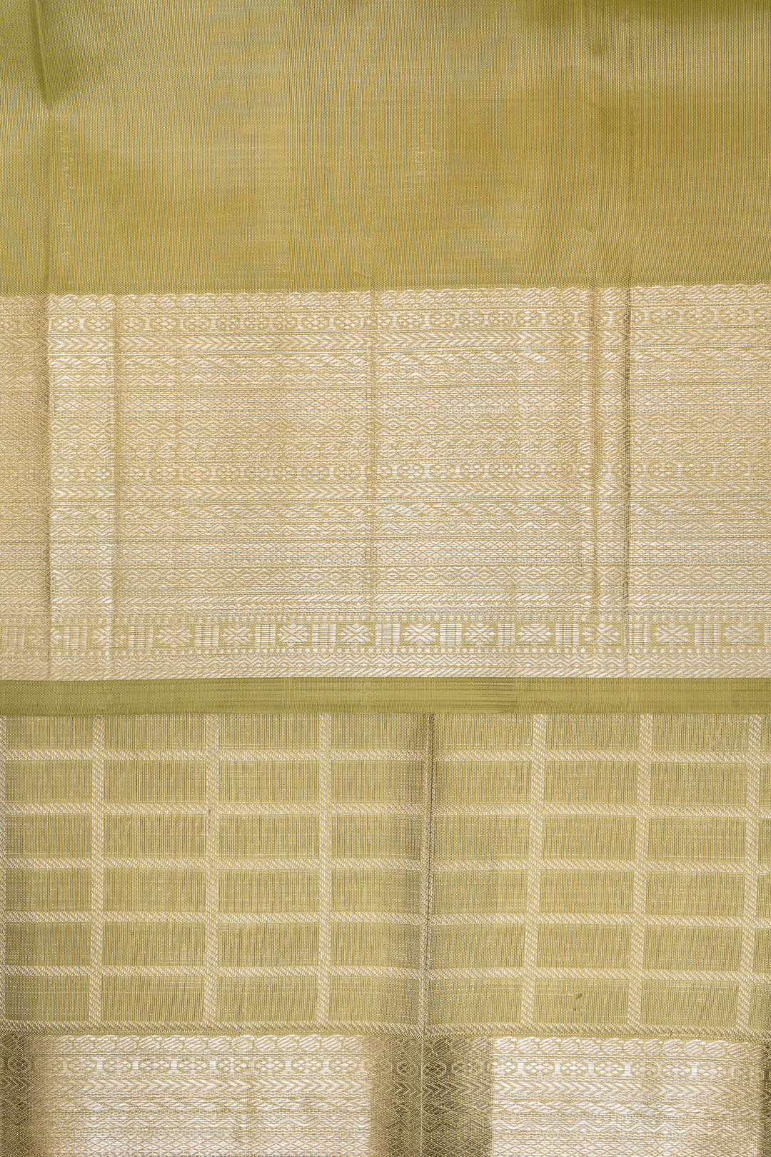 Pastel Green Zari Checks Pure Kanchipuram Silk Saree - Clio Silks