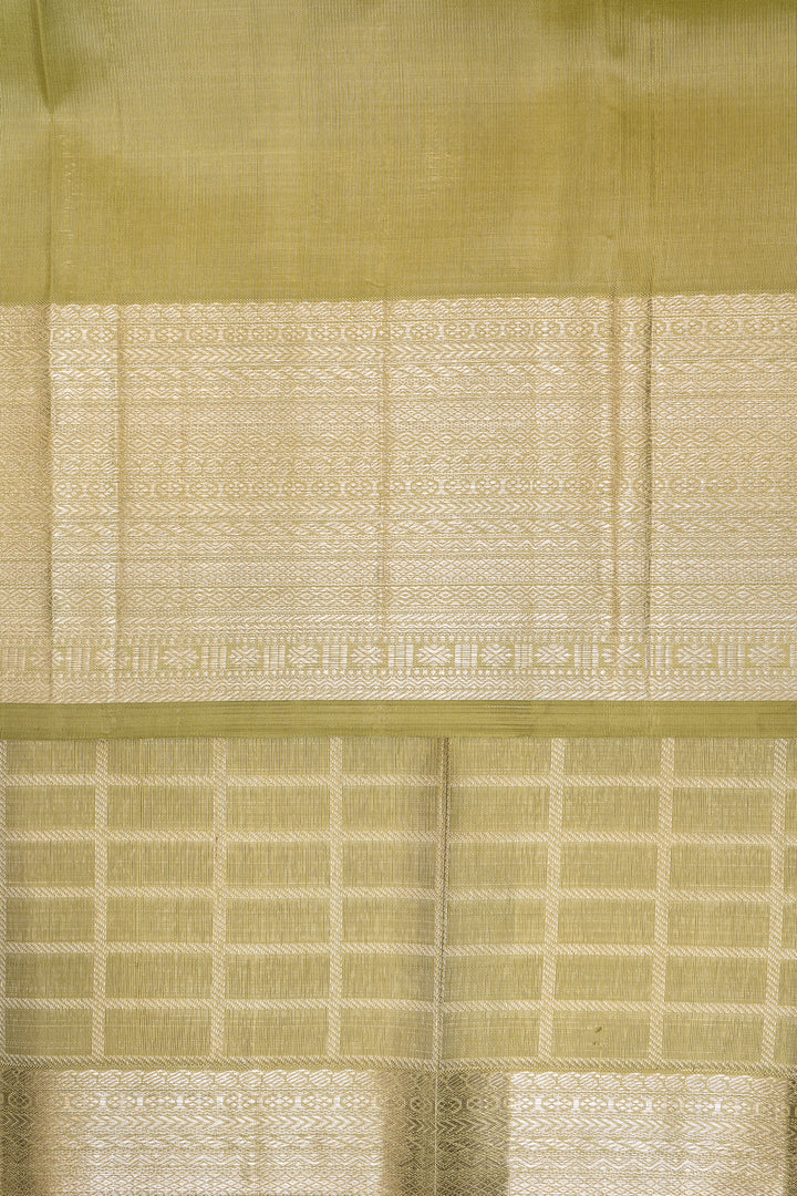 Pastel Green Zari Checks Pure Kanchipuram Silk Saree - Clio Silks
