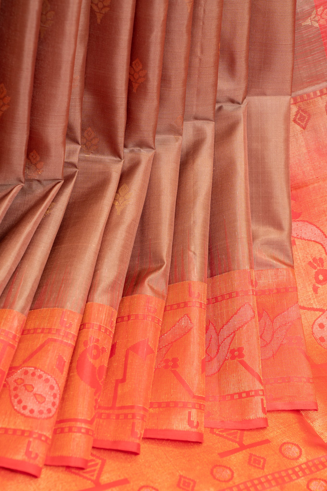 Mauve beige Paithani pure soft silk saree