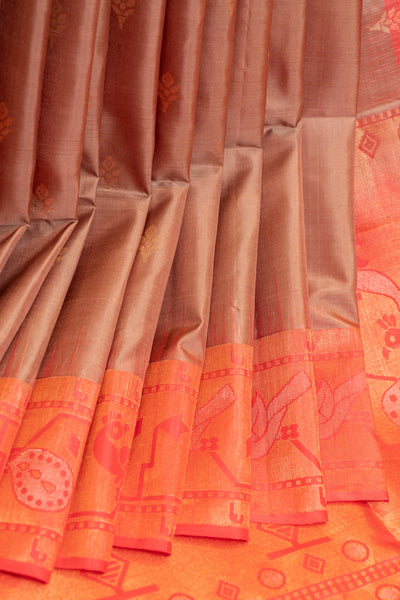 Mauve beige Paithani pure soft silk saree