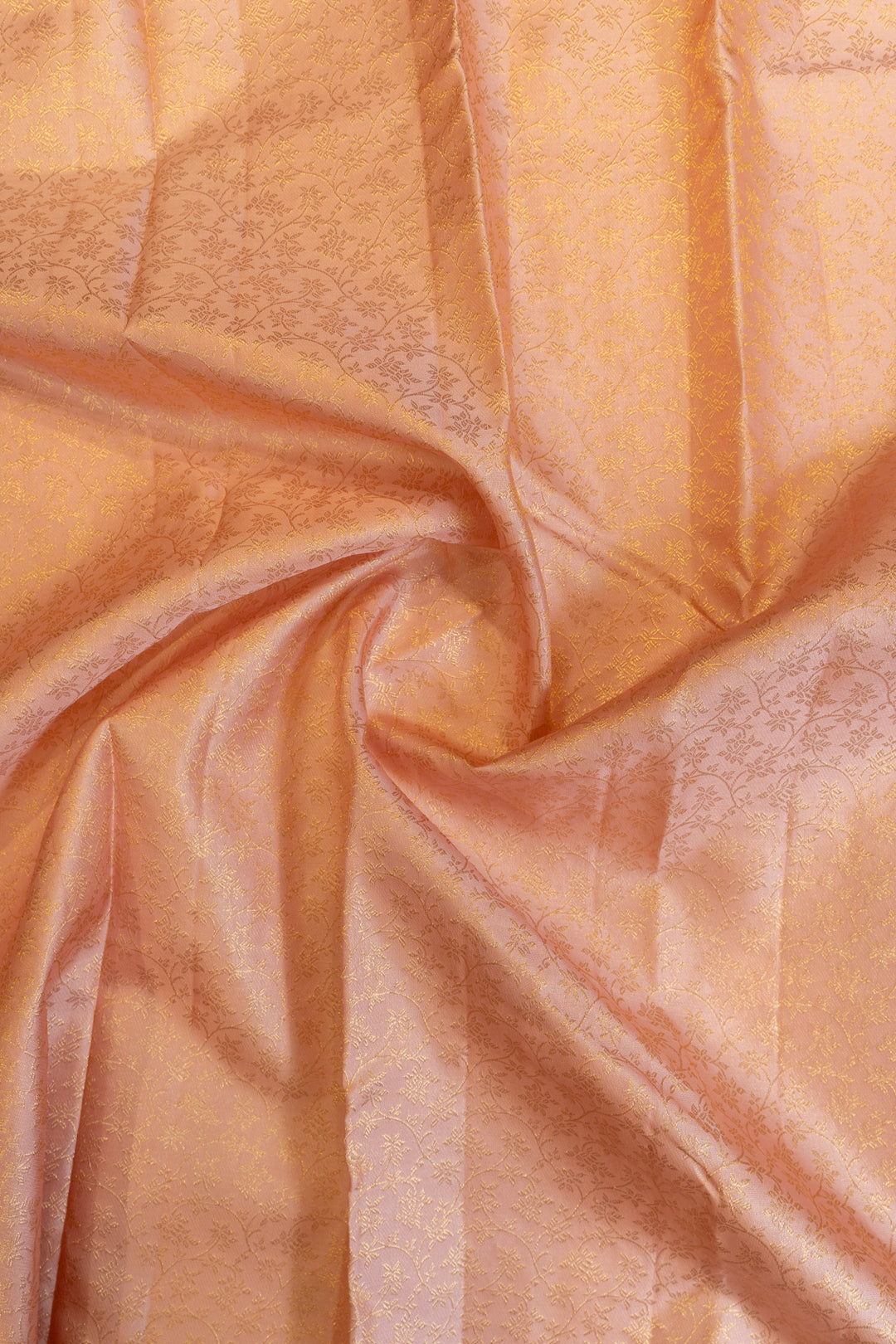 Pastel Peach floral brocade pure Kanchipuram silk saree