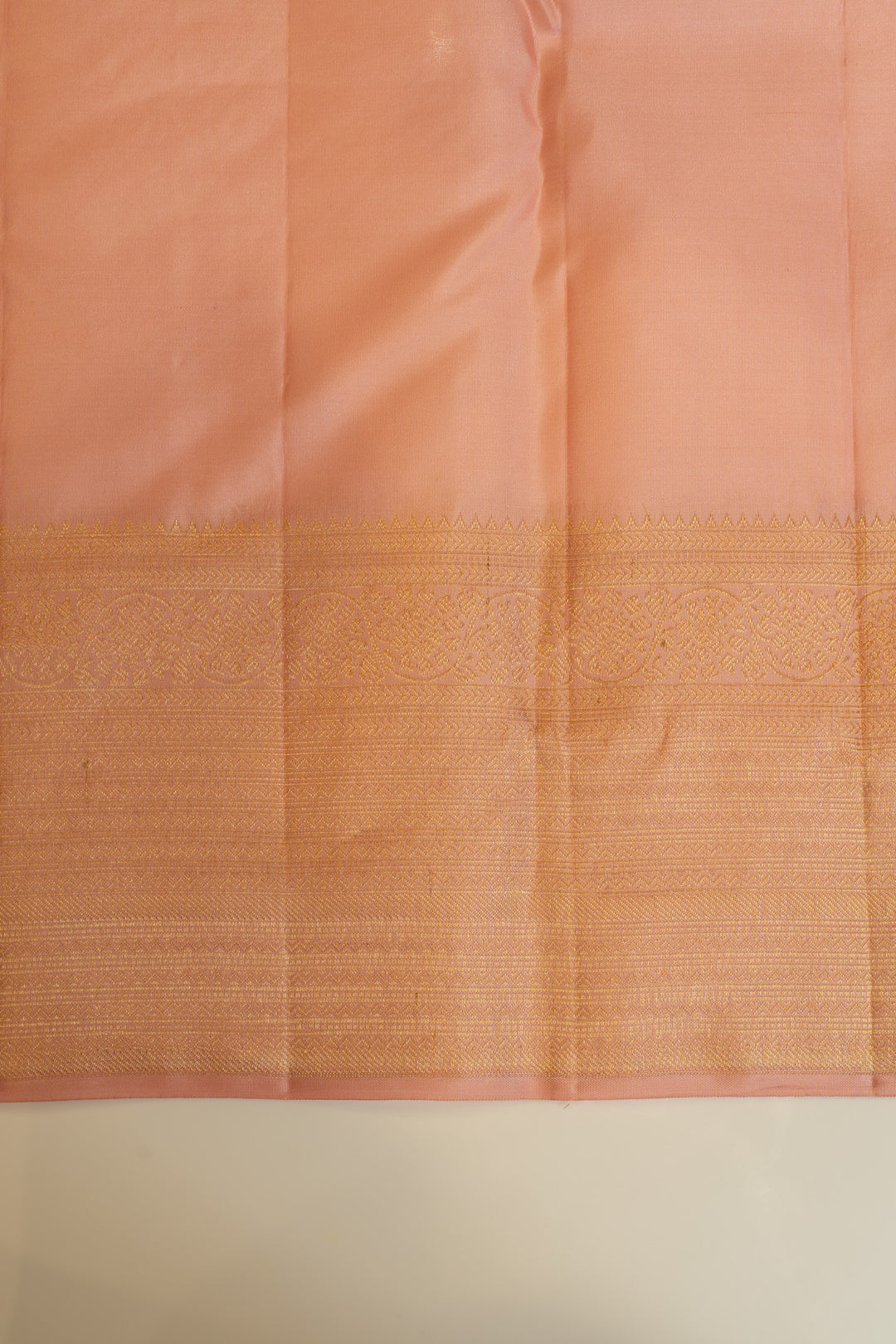 Pastel Peach floral brocade pure Kanchipuram silk saree