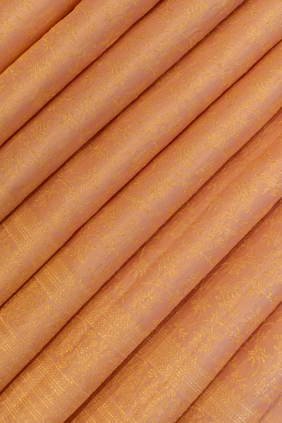 Pastel Peach floral brocade pure Kanchipuram silk saree