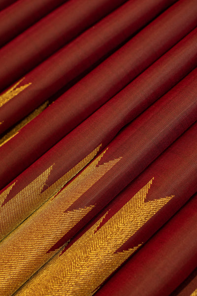 Maroon temple border traditional pure Kanchipuram silk saree