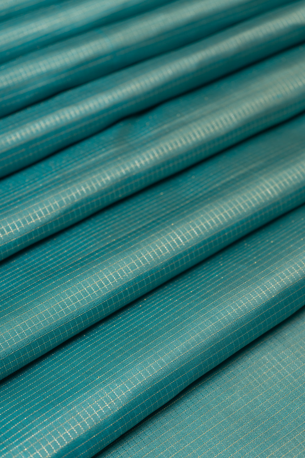 Blue and Peach Zari Checks Pure Kanchipuram Silk Saree - Clio Silks