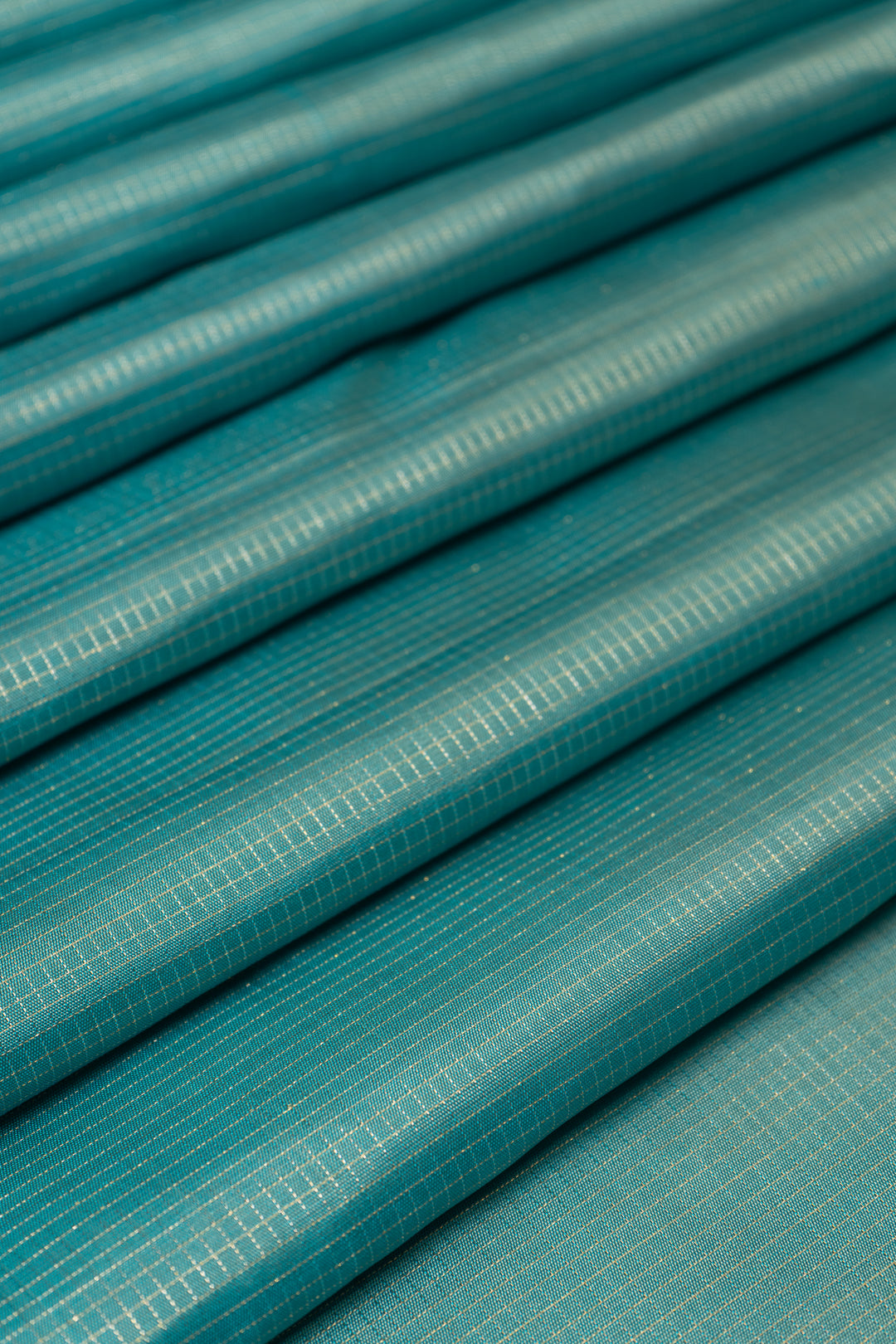 Blue and Peach Zari Checks Pure Kanchipuram Silk Saree - Clio Silks