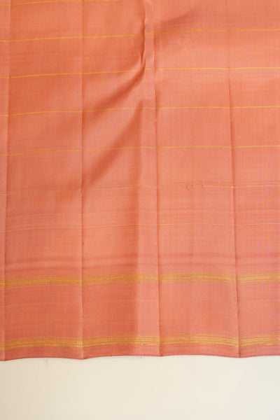 Peach multi checks pure zari Kanchipuram silk saree