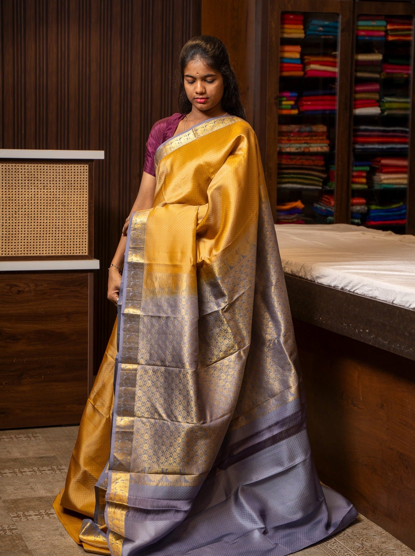 Dijon Gold Pure Soft Silk Saree - Clio Silks