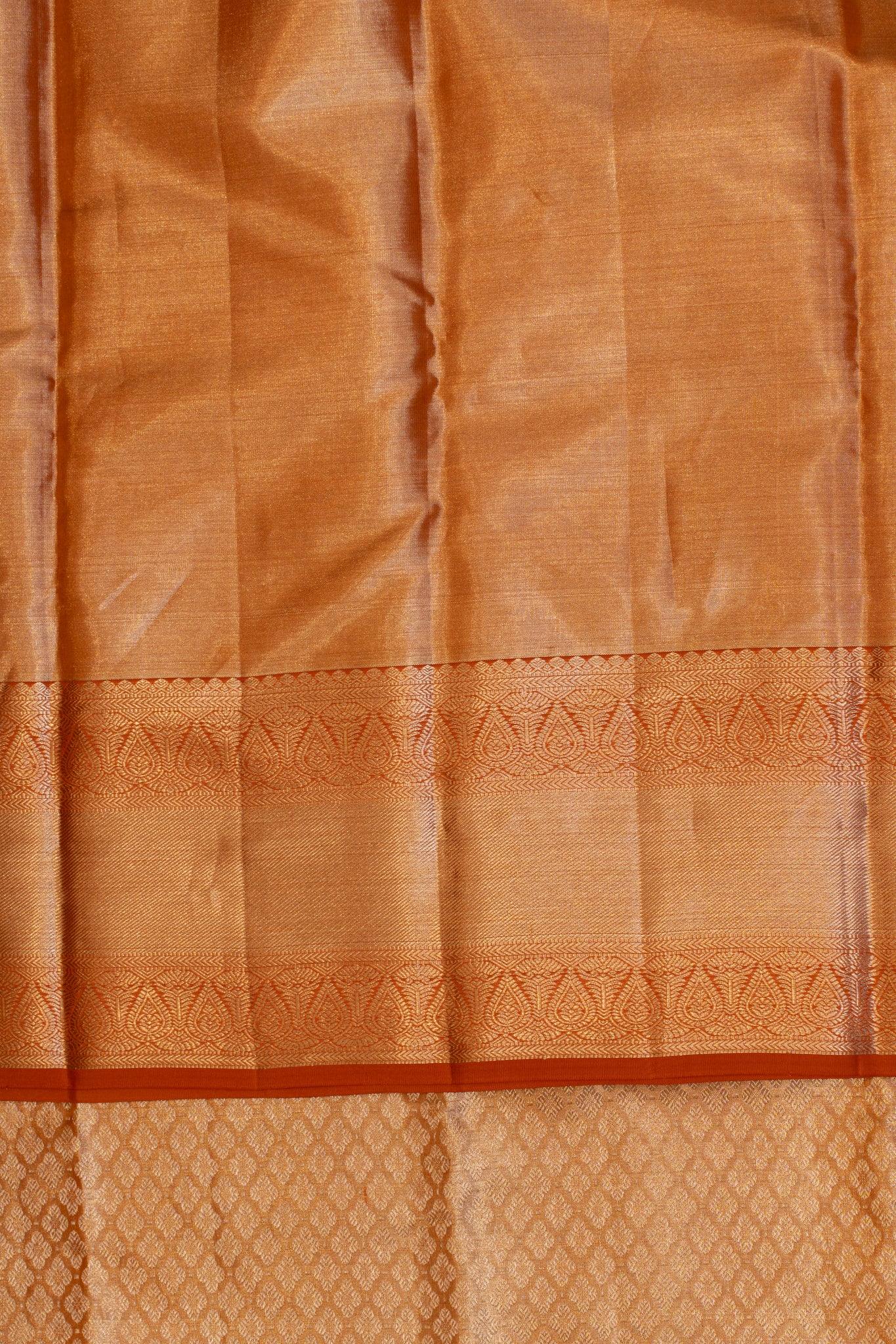 Salmon Peach brocade pure Kanchipuram silk saree