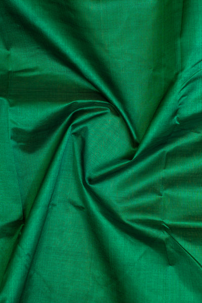 Emerald green and beige pure silk cotton saree