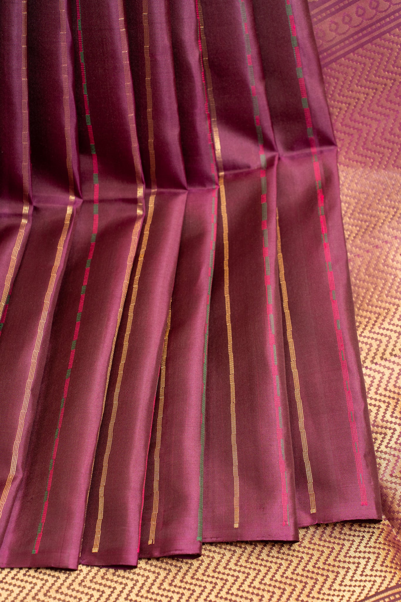 Mulberry purple multi stripes pure soft silk saree