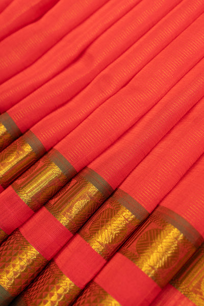 Red and green pure silk cotton saree