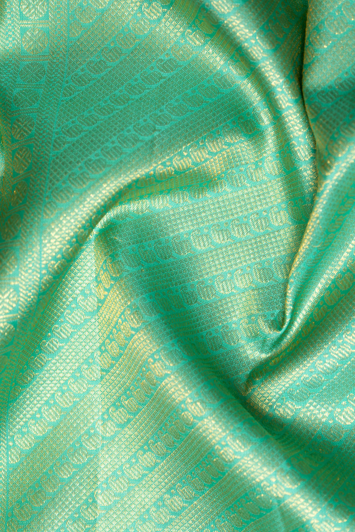 Ink Blue and Cyan Checks Pure Kanchipuram Silk Saree - Clio Silks
