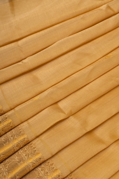 Pastel yellow pure silk cotton saree