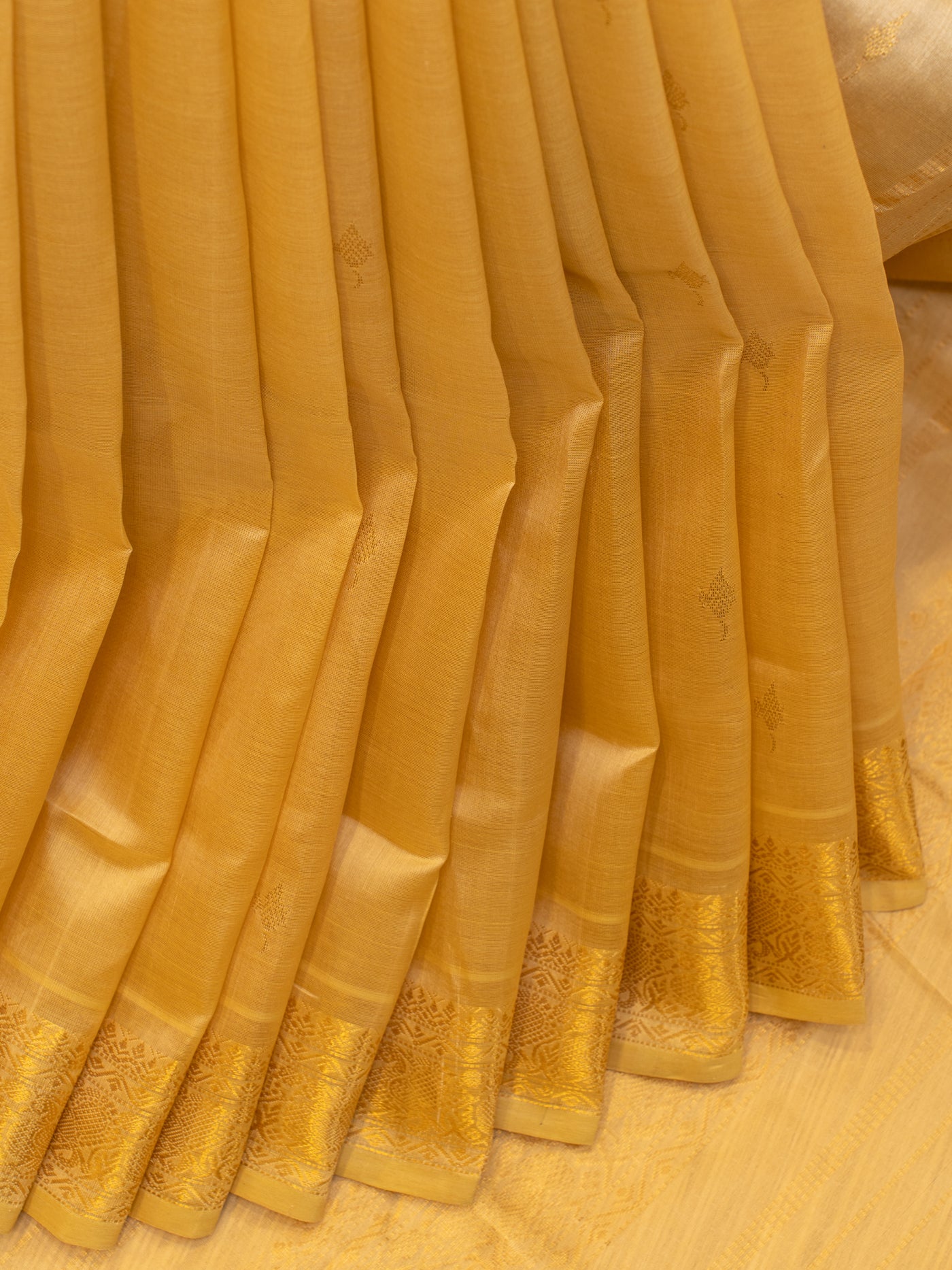 Pastel yellow pure silk cotton saree