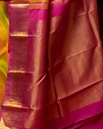 Yellow Thread Brocade Pure Kanjivaram Silk Saree - Clio Silks