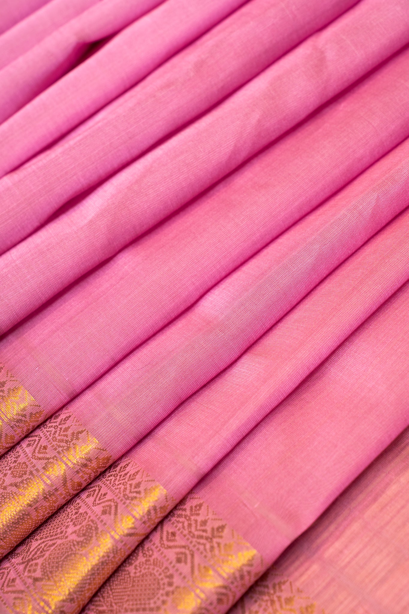 Lotus pink traditional pure silk cotton saree