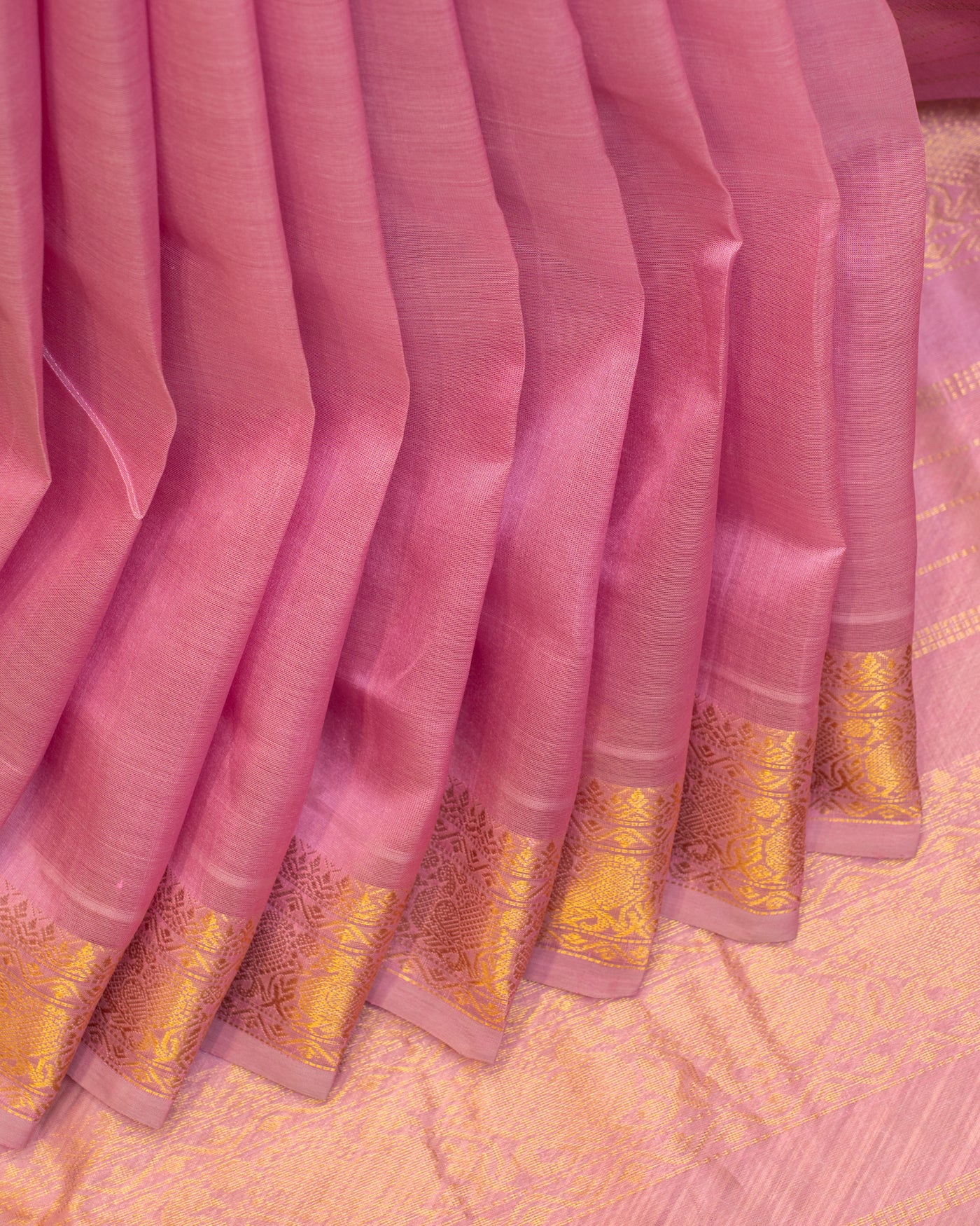 Lotus pink traditional pure silk cotton saree