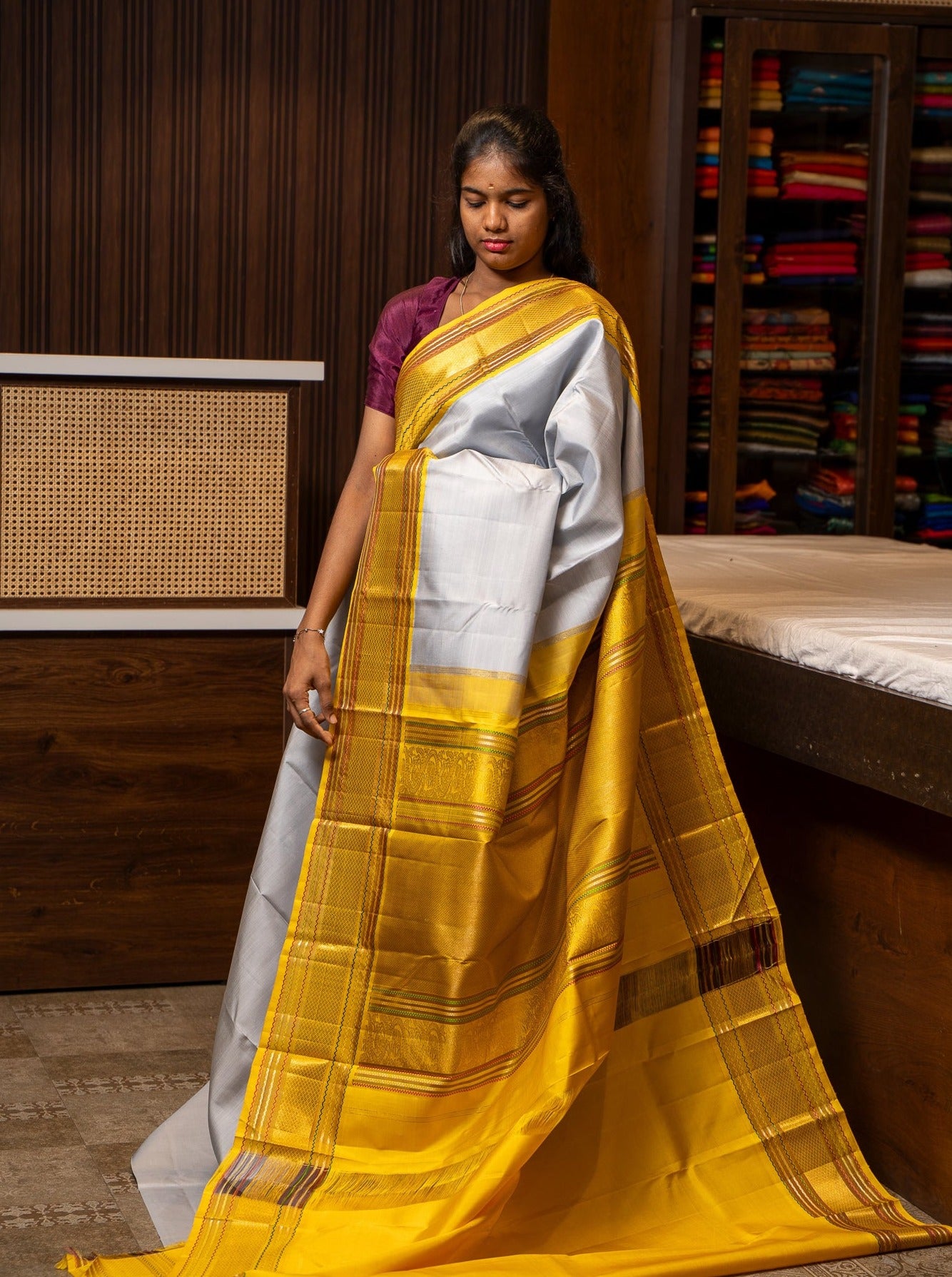 Grey Kanchipuram Silk Saree | Grey Kanchi SIlk