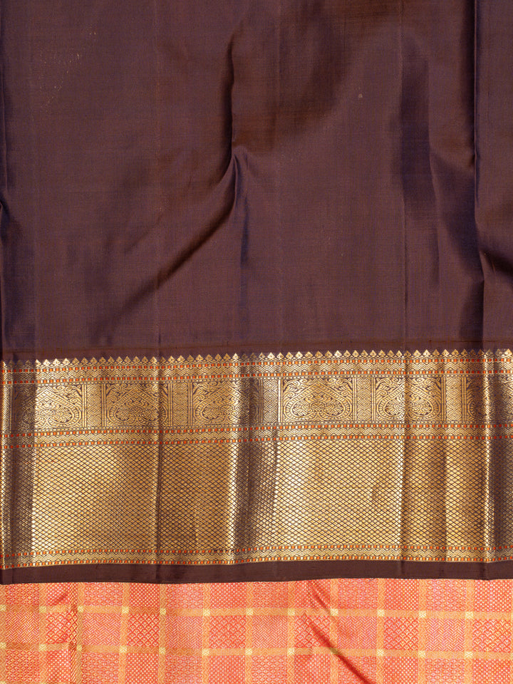 Orange and Jamun Brocade Korvai Kanjivaram Silk Saree