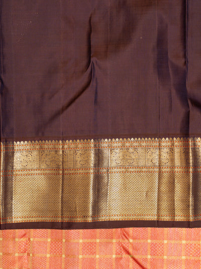 Orange and Jamun Brocade Korvai Kanjivaram Silk Saree