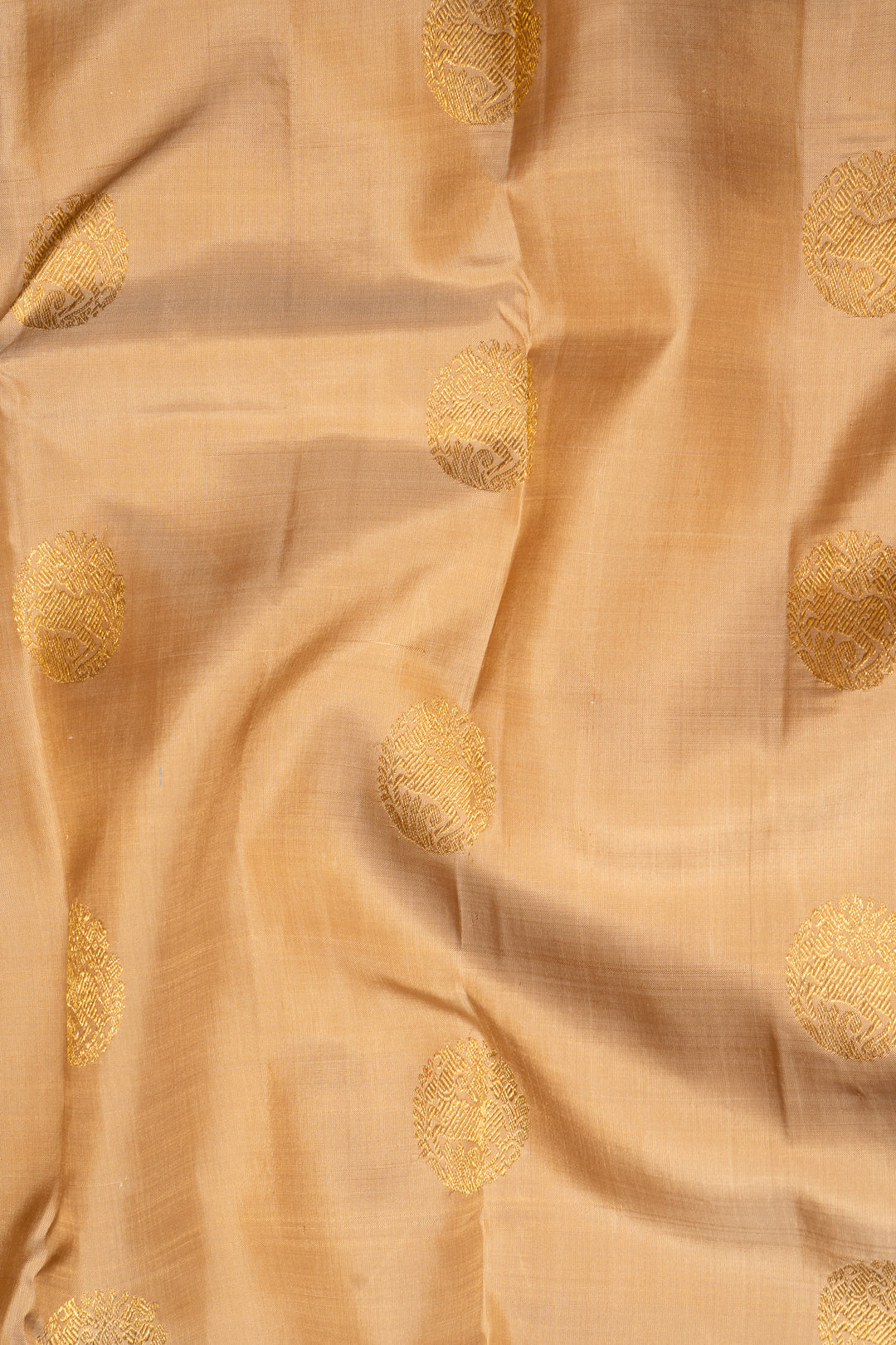 Beige and Midnight Blue Pure Zari Kanchipuram Silk Saree - Clio Silks