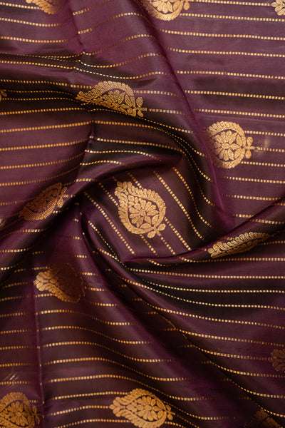 Purple ornamental stripes pure soft silk saree