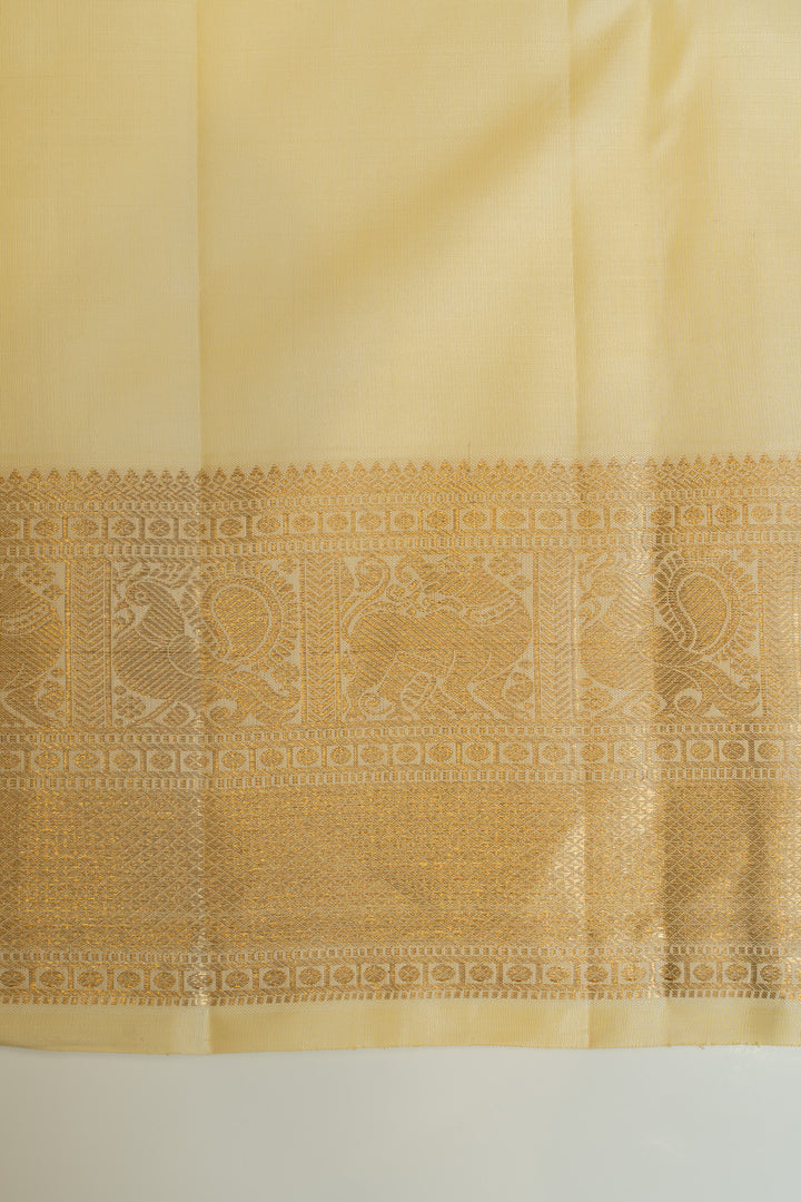 Purple and ivory traditional pure Kanchipuram silk saree