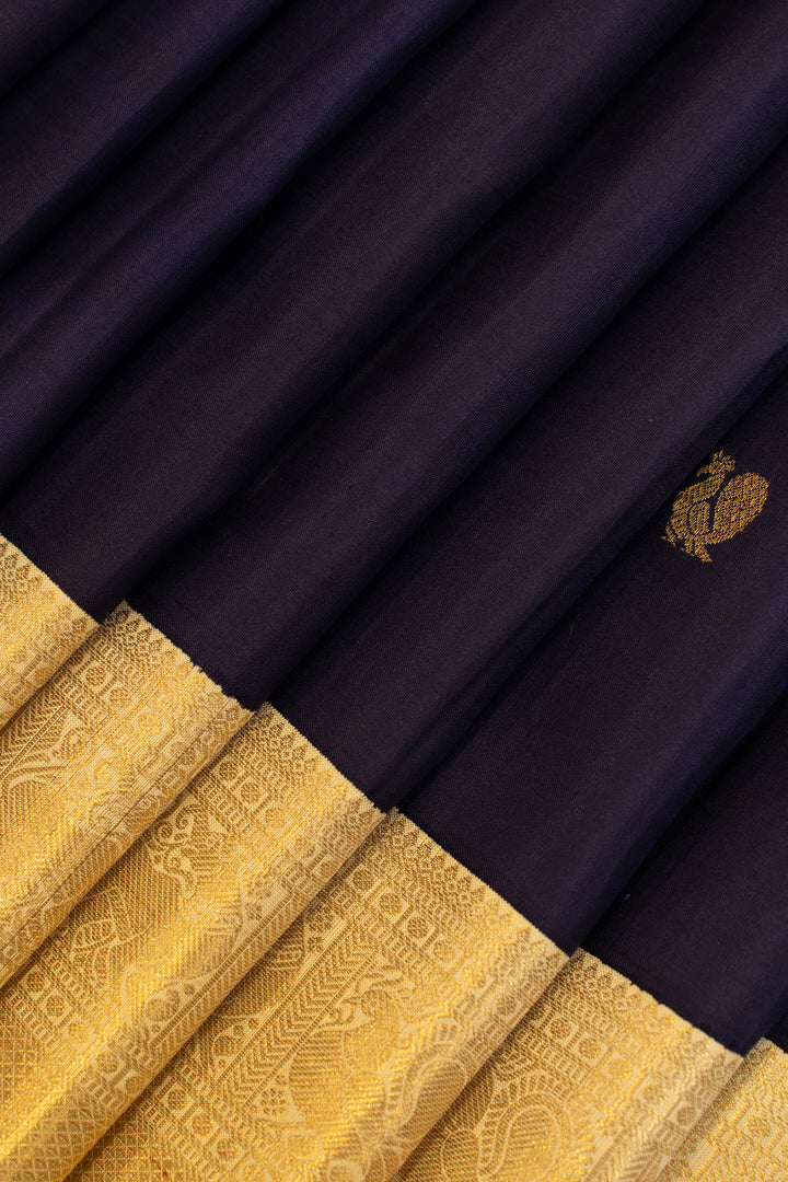 Purple and ivory traditional pure Kanchipuram silk saree