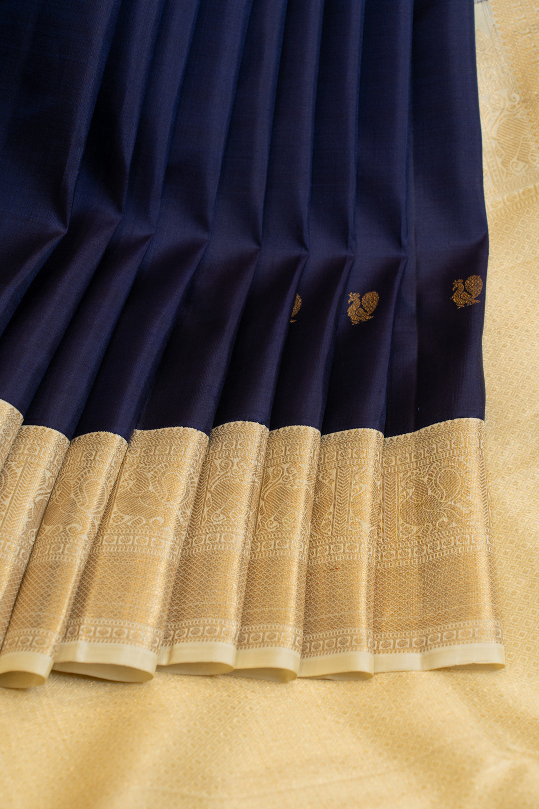 Purple and ivory traditional pure Kanchipuram silk saree