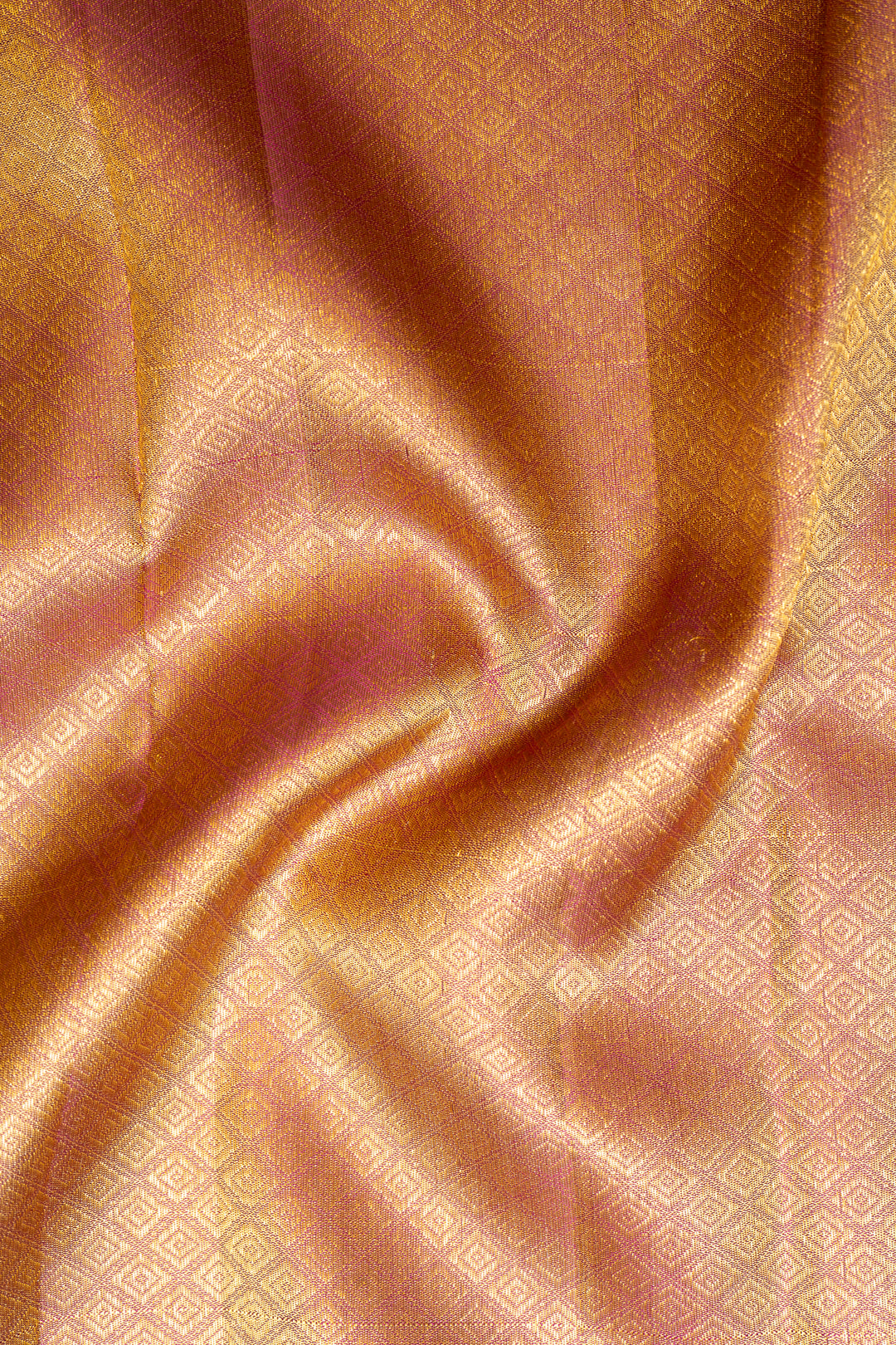 Champagne Gold and Rust Orange Brocade Pure Kanchipuram Silk Saree - Clio Silks