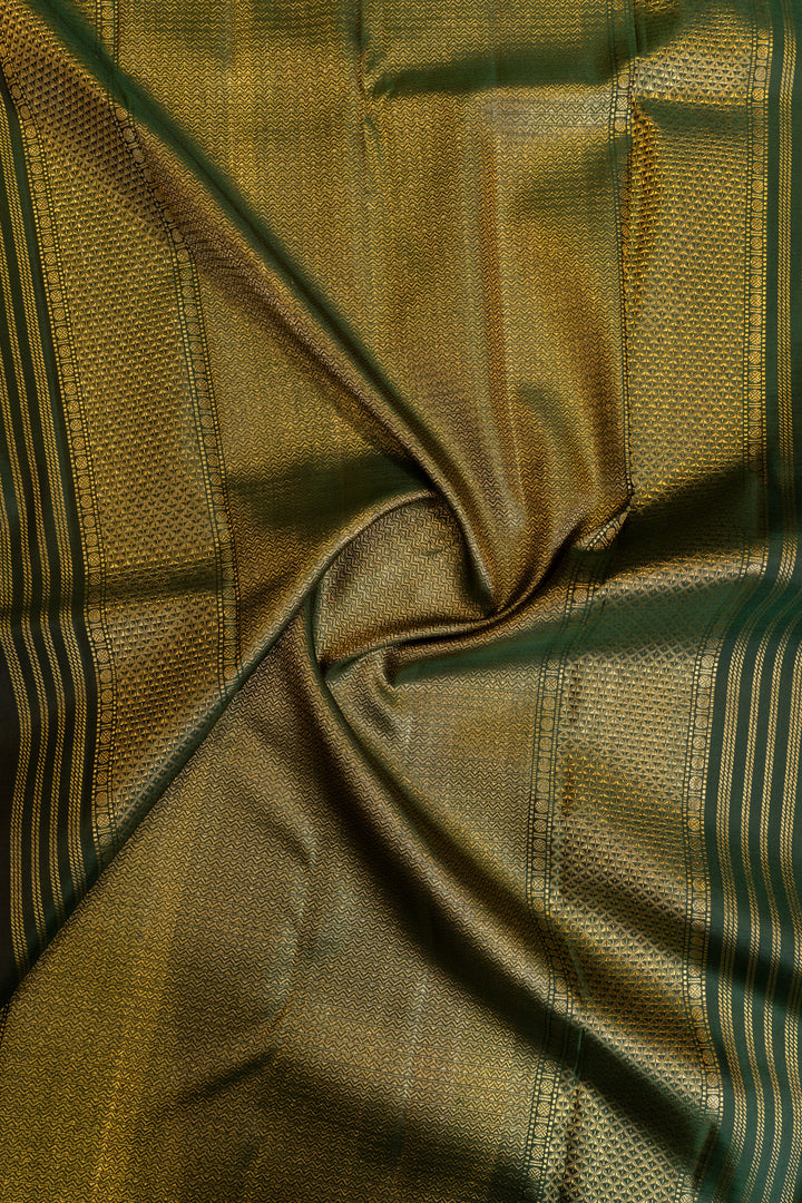 Black and green Pichwai pure zari brocade kanchipuram silk saree
