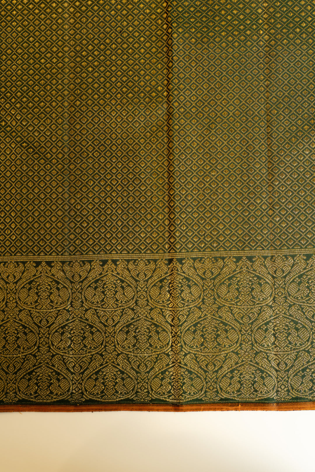 Black and green Pichwai pure zari brocade kanchipuram silk saree